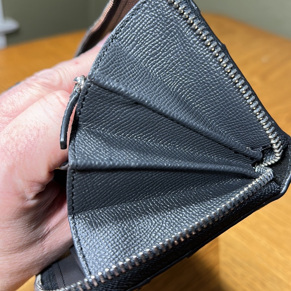 COACH Mickie Accordion Zip Wallet in Black Grain Leather - Picture 14 of 16